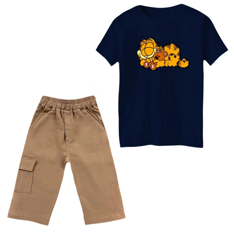 ست تی‌شرت و شلوارک پسرانه مدل گارفیلد کد 11