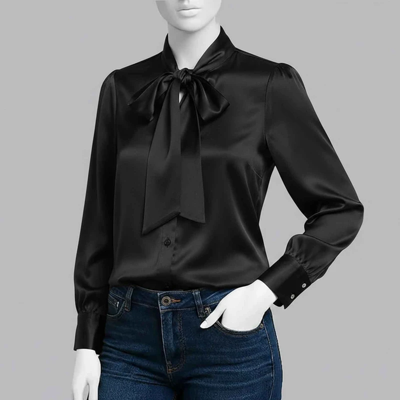 شومیز آستین بلند یقه کراواتی زنانه مکس مدل مجلسی 46810