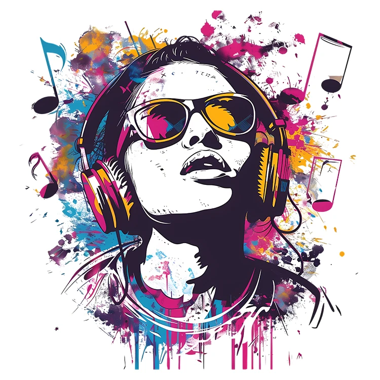 استیکر پارچه و لباس پاد آفرین مدل موزیک کد S455