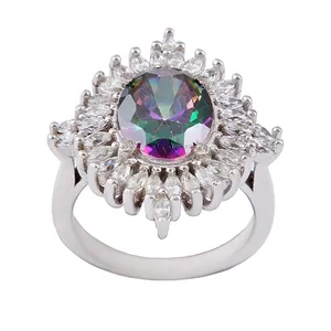 انگشتر نقره زنانه بازرگانی میلادی مدل الکساندریت تراش جواهری آبکاری رادیوم کد AWR_1264