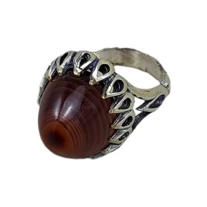 انگشتر نقره مردانه مدل عقیق باباقوری