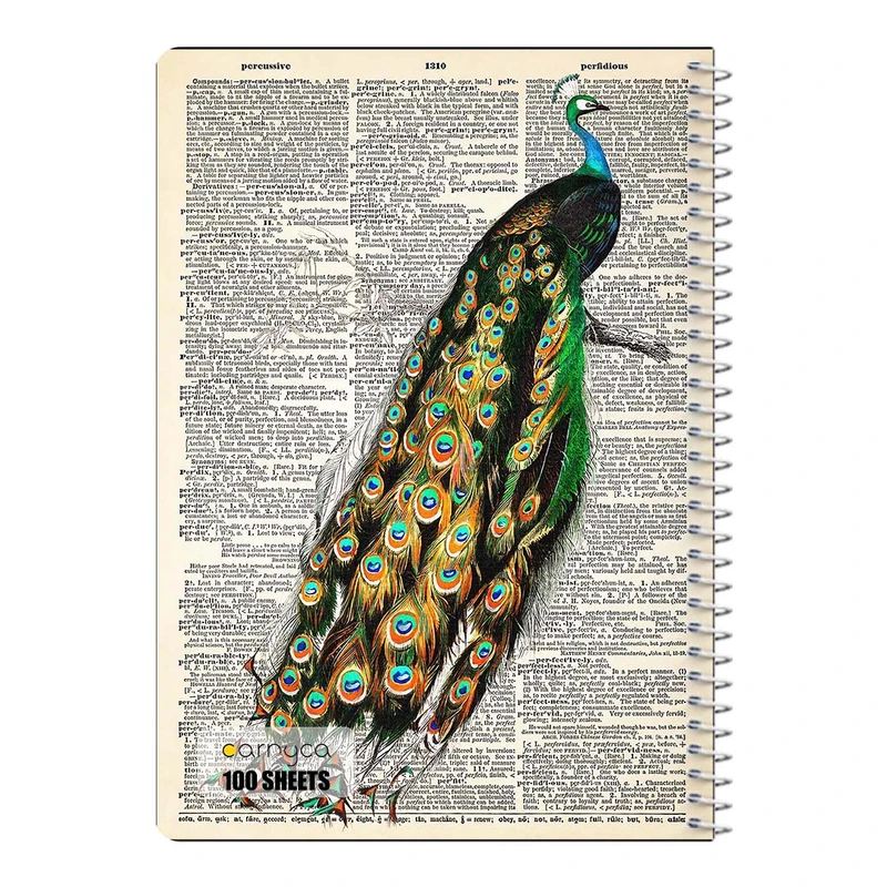 دفتر شطرنجی 100 برگ سیمی کارنیکا طرح روزنامه وینتج حیوانات Vintage Newspaper Animals کد 82428