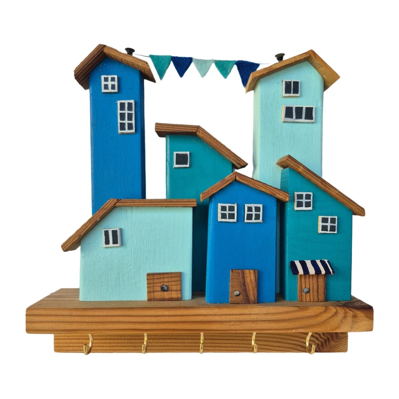 جاکلیدی دیواری چوبی مدل Village1