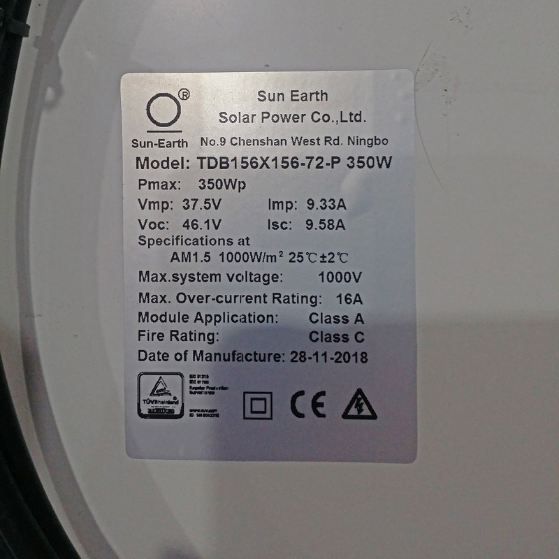 پنل خورشیدی مونو کریستال سان ارت مدل TDB156x156-72-P ظرفیت 350وات