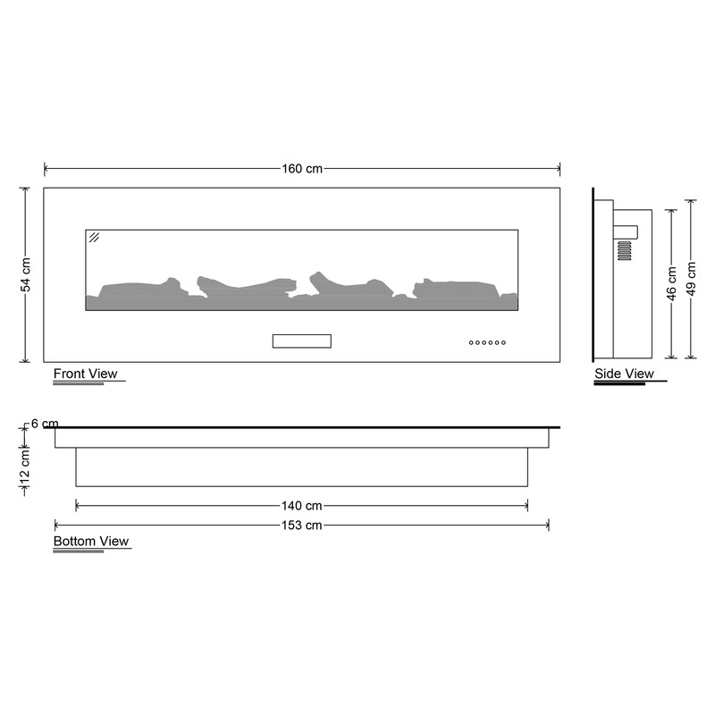 شومینه برقی شومینه اچ بی مدل ID6838-160