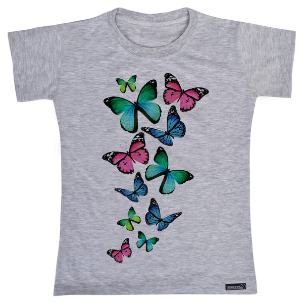 تی شرت آستین کوتاه دخترانه 27 مدل Butterfly Color کد MH906
