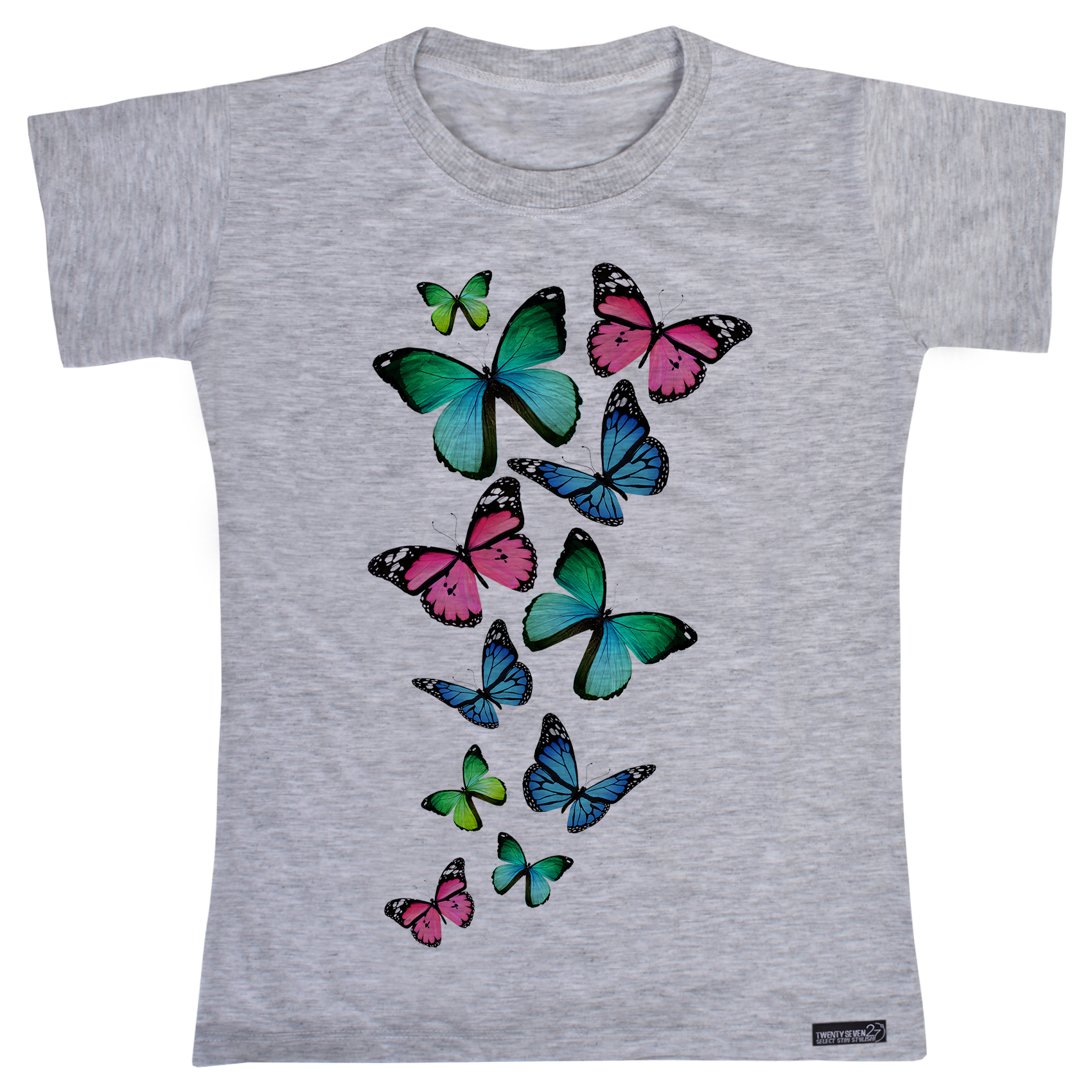 تی شرت آستین کوتاه دخترانه 27 مدل Butterfly Color کد MH906 -  - 1
