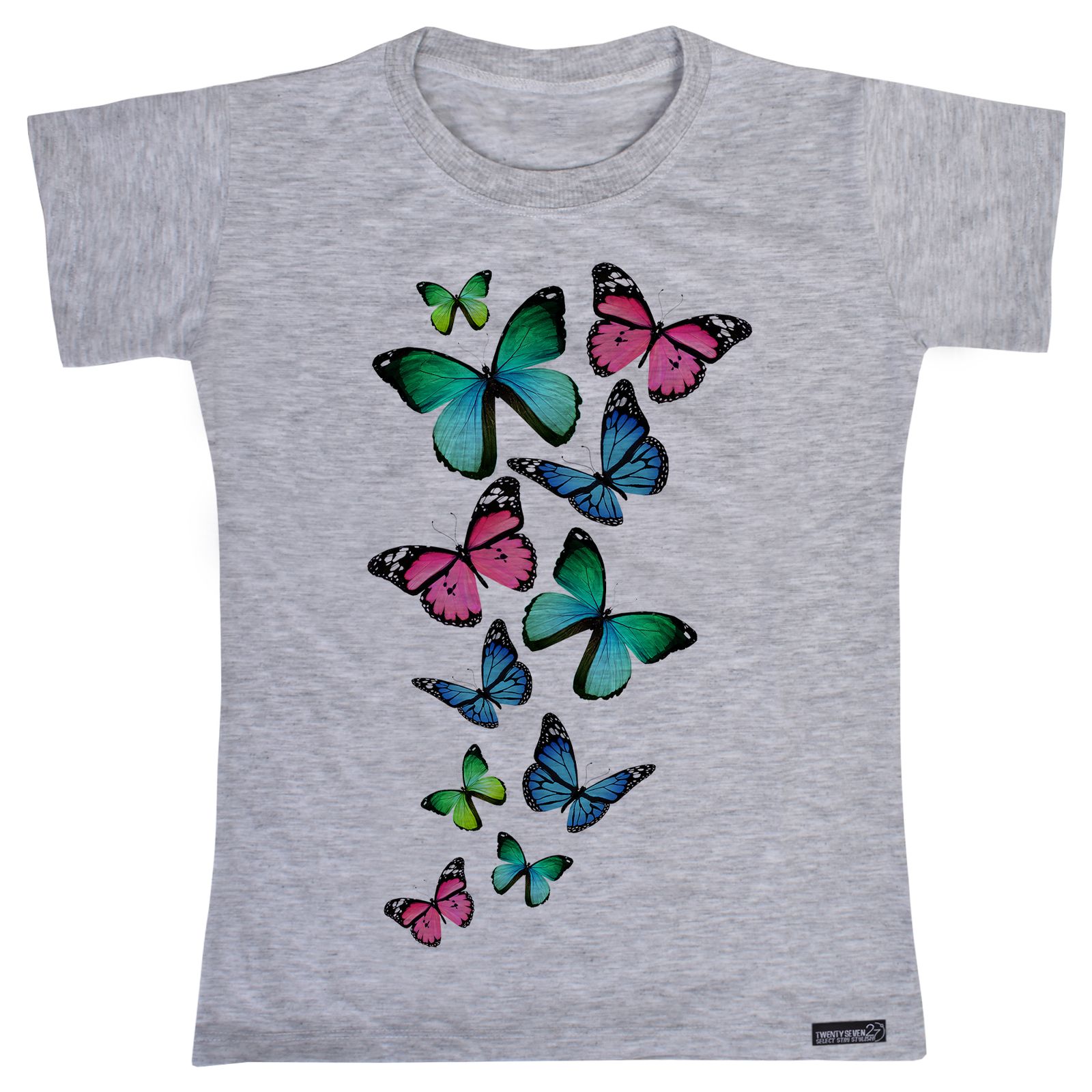 تی شرت آستین کوتاه دخترانه 27 مدل Butterfly Color کد MH906 -  - 3