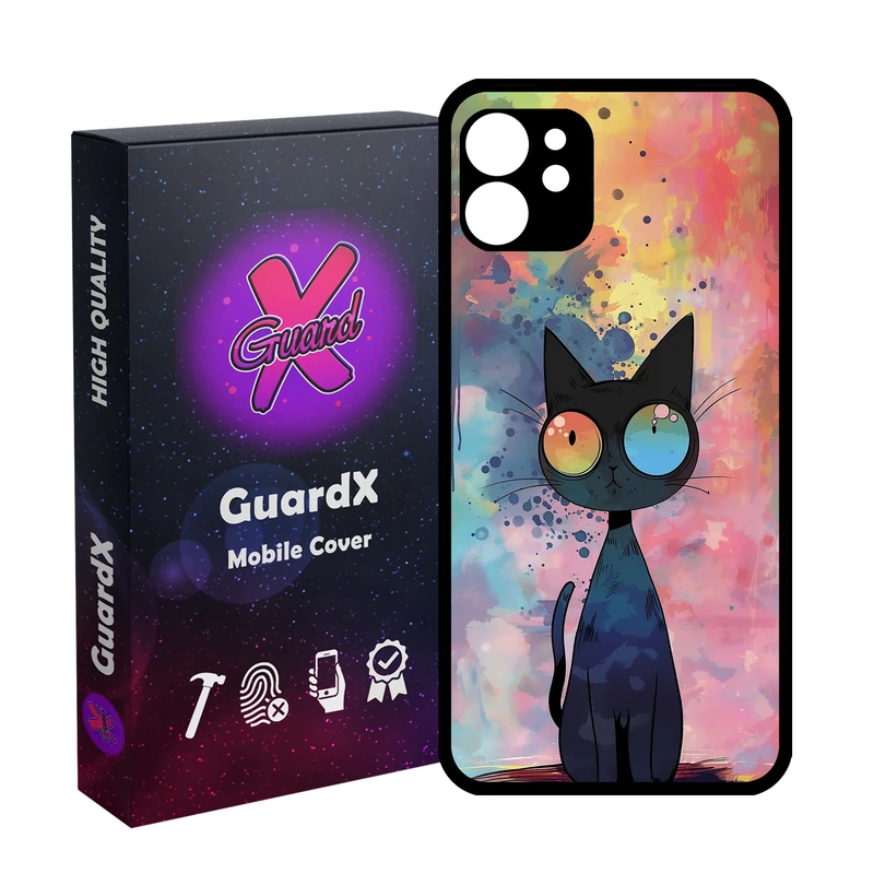 کاور گارد ایکس طرح گربه رنگی مدل Glass10799 مناسب برای گوشی موبایل اپل iPhone 11