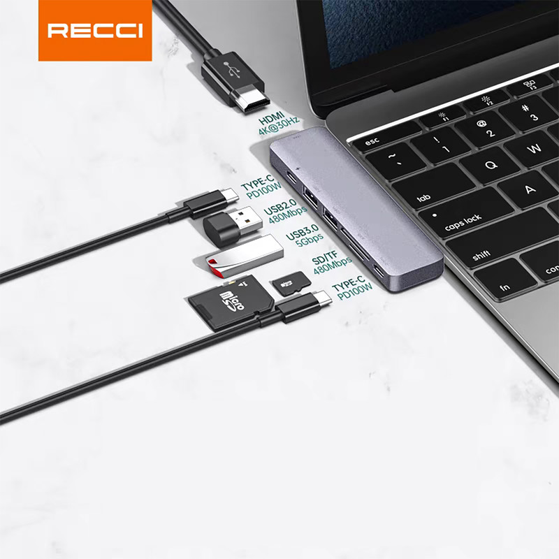 هاب 7 پوت USB-C رسی مدل RH08