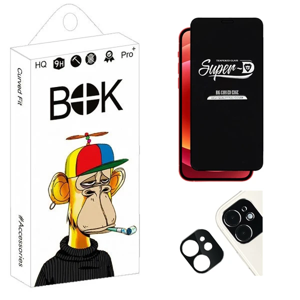 محافظ صفحه نمایش بوک مدل Clear SuperD مناسب برای گوشی موبایل اپل iPhone 12 به همراه محافظ لنز دوربین