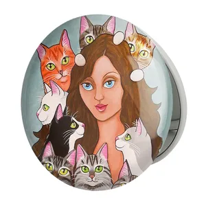 آینه جیبی خندالو طرح گربه مدل تاشو کد 5935 