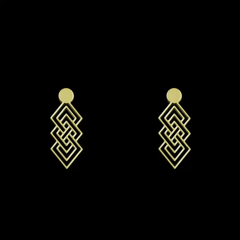 گوشواره طلا 18 عیار زنانه مدوپد مدل هندسی کد GA1-14948