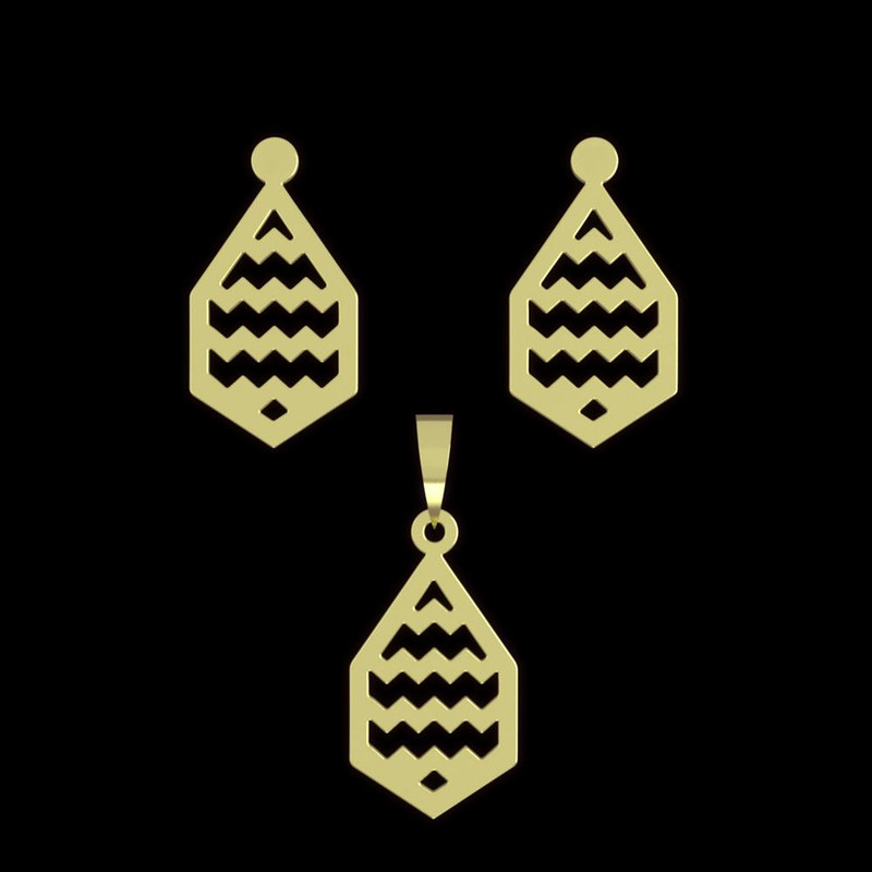 نیم ست طلا 18 عیار زنانه مدوپد مدل شش ضلعی کد NA11280