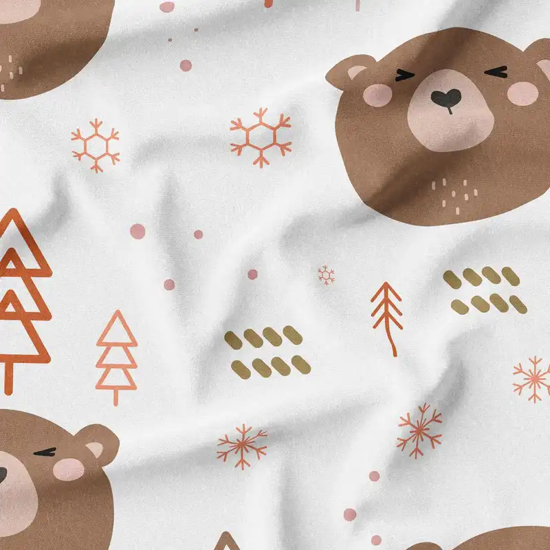 پارچه ملحفه پارچه باما مدل مخمل طرح خرس درختی کد 5011877