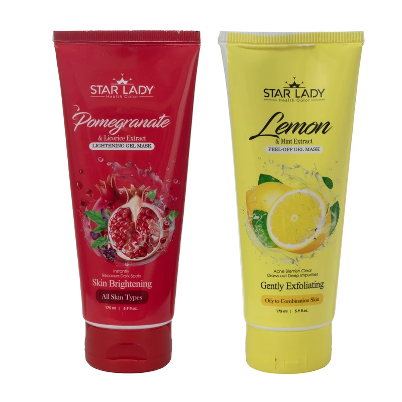 ژل ماسک صورت استارلیدی مدل انار و شیرین بیان به همراه ژل ماسک صورت استارلیدی مدل لیمو حجم 175 میلی لیتر