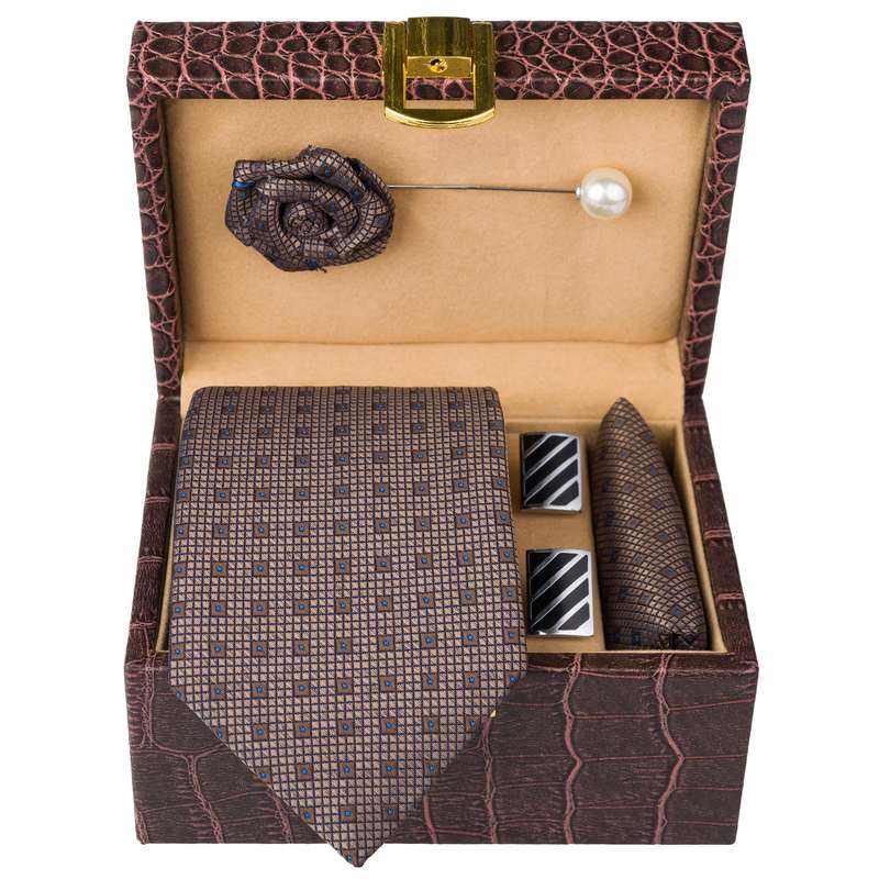 ست کراوات و دستمال جیب و دکمه سردست مردانه جیان فرانکو روسی مدل GF-PO2317RE-BOX 