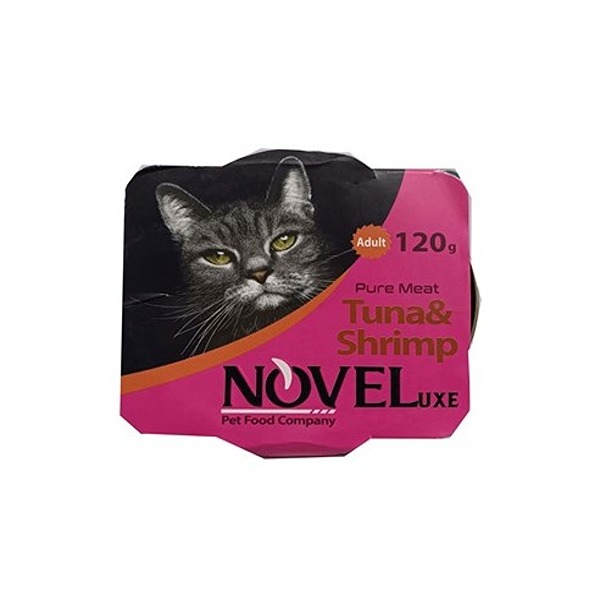 کنسرو گربه نوول مدل ماهی و میگو وزن 120 گرم