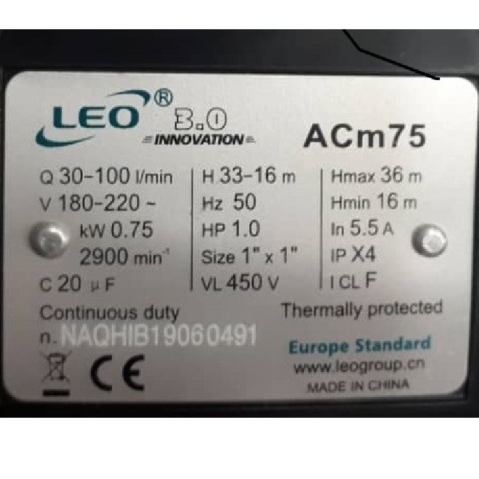 پمپ آب لئو مدل ACm75