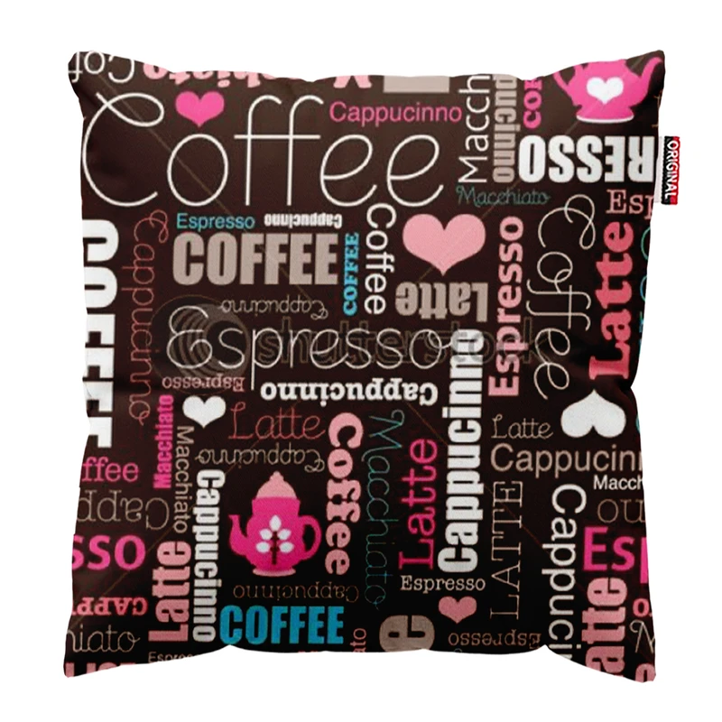 کوسن پاد آفرین طرح قهوه کافی کافه coffee کد 3950 سایز 40*40 سانتی متر