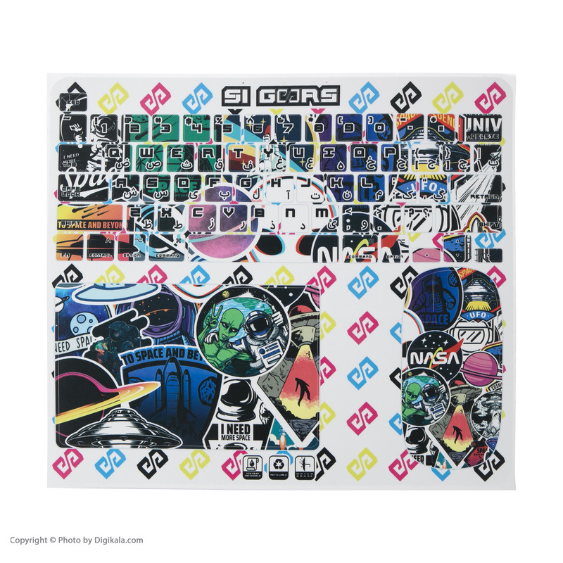برچسب تزئینی اس ای گییرز مدل Space Sticker Bomb مناسب برای مک بوک پرو 16 اینچی به همراه برچسب کیبورد و ماوس