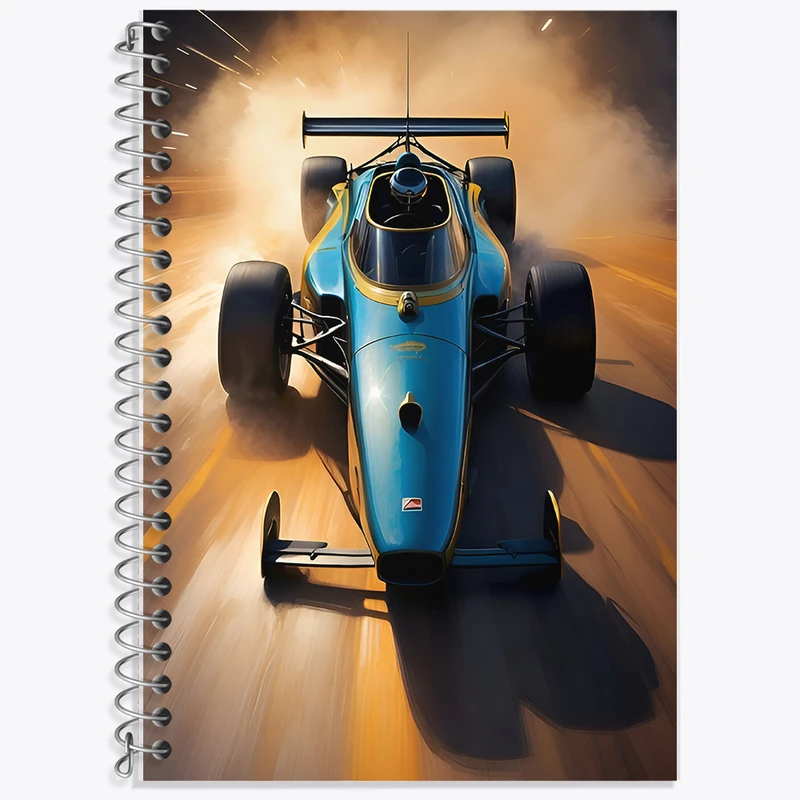 دفتر زبان 50 برگ خندالو مدل دو خط طرح ماشین مسابقه ای کد F7042