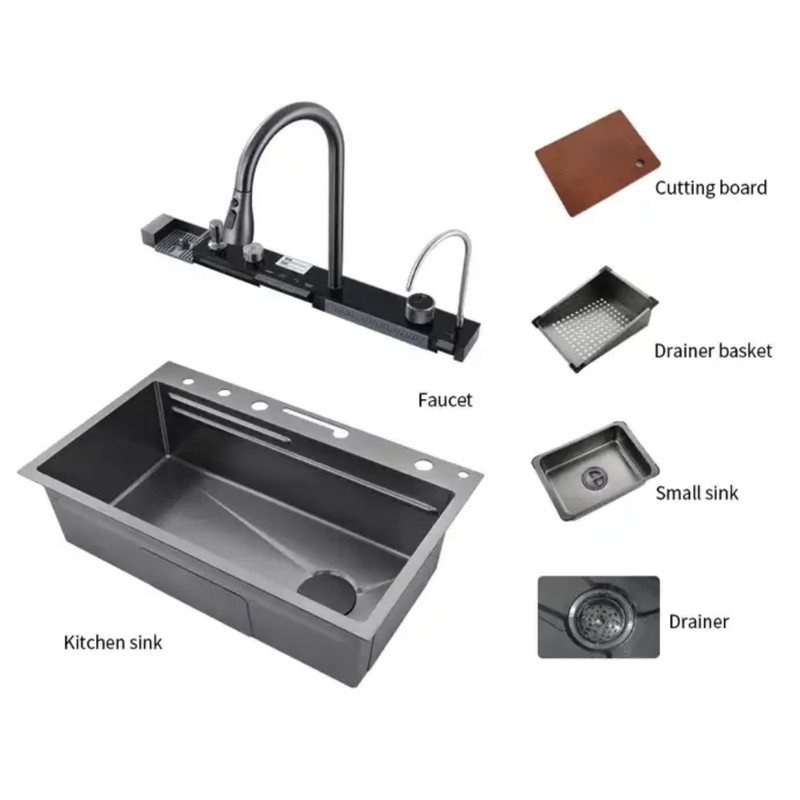 سینک ظرفشویی استیل توکار یک لگنه مدل پیانویی 5 کلید