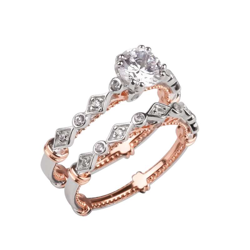 انگشتر نقره زنانه مدل 21944 مجموعه 2 عددی