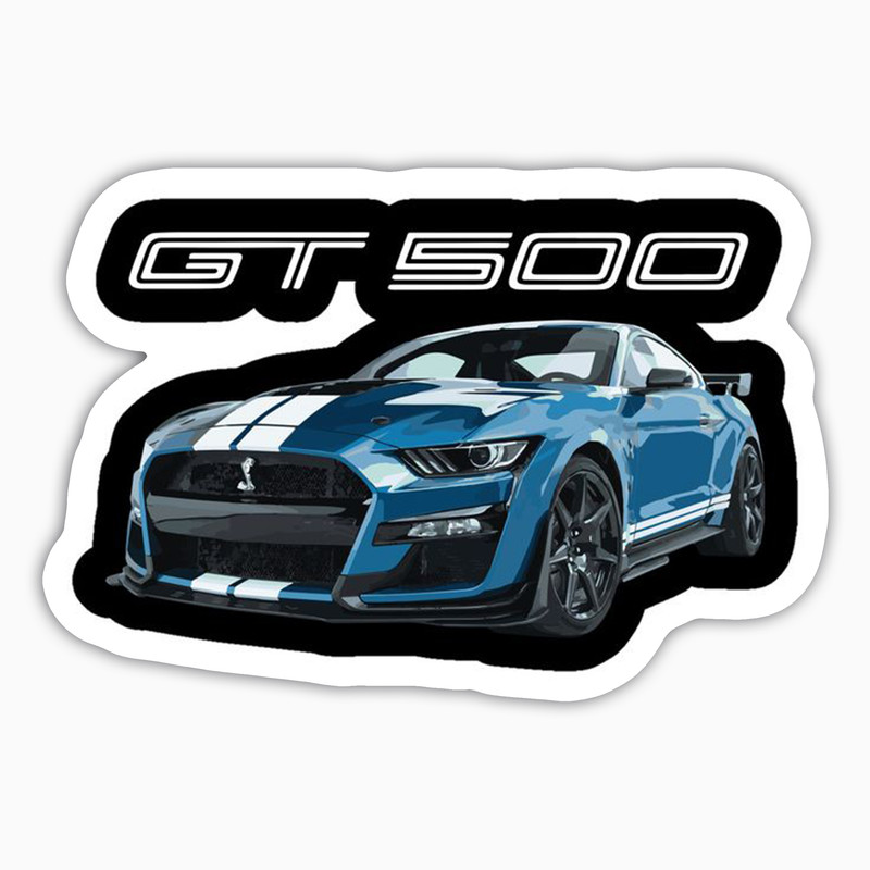استیکر لپ تاپ بووم طرح ماشین مدل Mustang GT500 آبی کد JC33