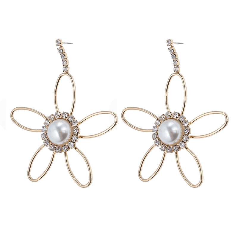 گوشواره زنانه مدل گل و مروارید کد 487851 گوشواره زنانه مدل گل و مروارید کد 487851