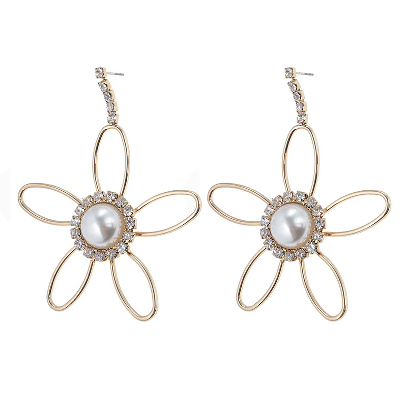 گوشواره زنانه مدل گل و مروارید کد 487851 گوشواره زنانه مدل گل و مروارید کد 487851