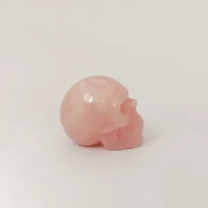 مجسمه مدل اسکلت جمجمه طرح سنگ کوارتز صورتی