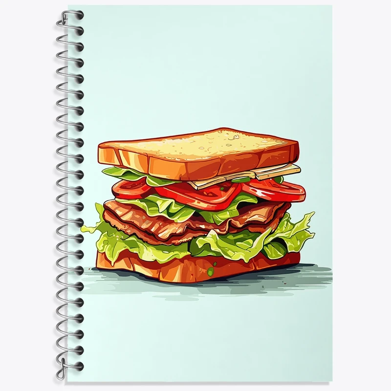 دفتر زبان 50 برگ خندالو مدل دو خط طرح فست فود (Fast Food) کد 36571