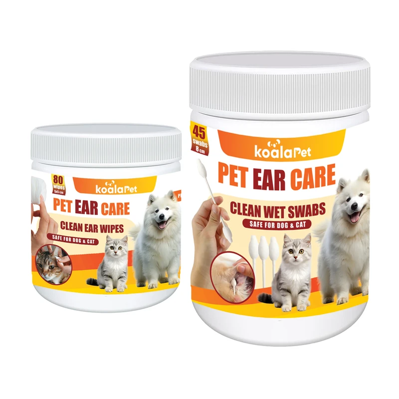 دستمال مرطوب و سواب مرطوب تمیزکننده گوش سگ و گربه کوالاپت مدل Ear02 بسته دو عددی