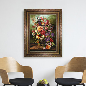 تابلو فرش ماشینی نقش نگار رضوی طرح گل کد 452KC