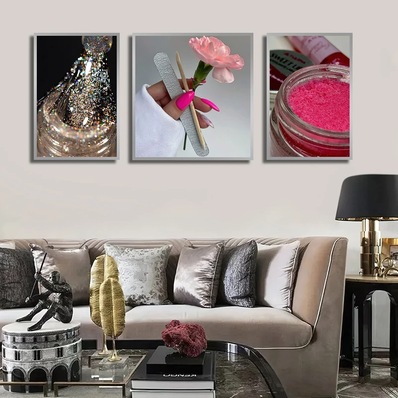 تابلو بکلیت طرح کاشت ناخن و سالن زیبایی مدل SI-2957 مجموعه 3 عددی