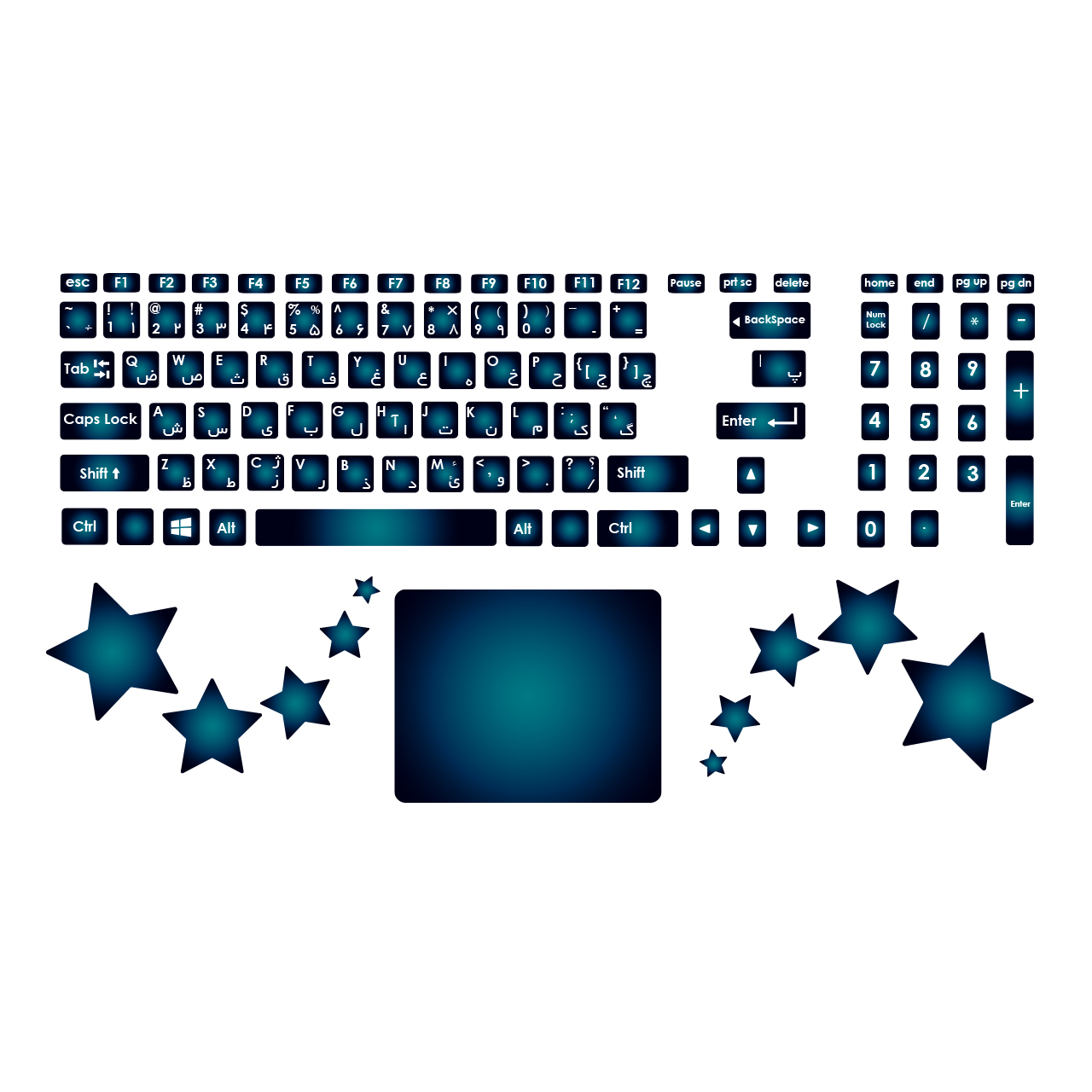 استیکر لپ تاپ صالسو آرت مدل 8006 hk مجموعه 32 عددی به همراه برچسب حروف فارسی کیبورد