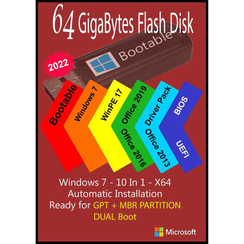 سیستم عامل Windows 7 AIO 10In1 X64 - Driver Pack 2022 - Office 2013-2016-2019 Pro Plus  نشر مایکروسافت