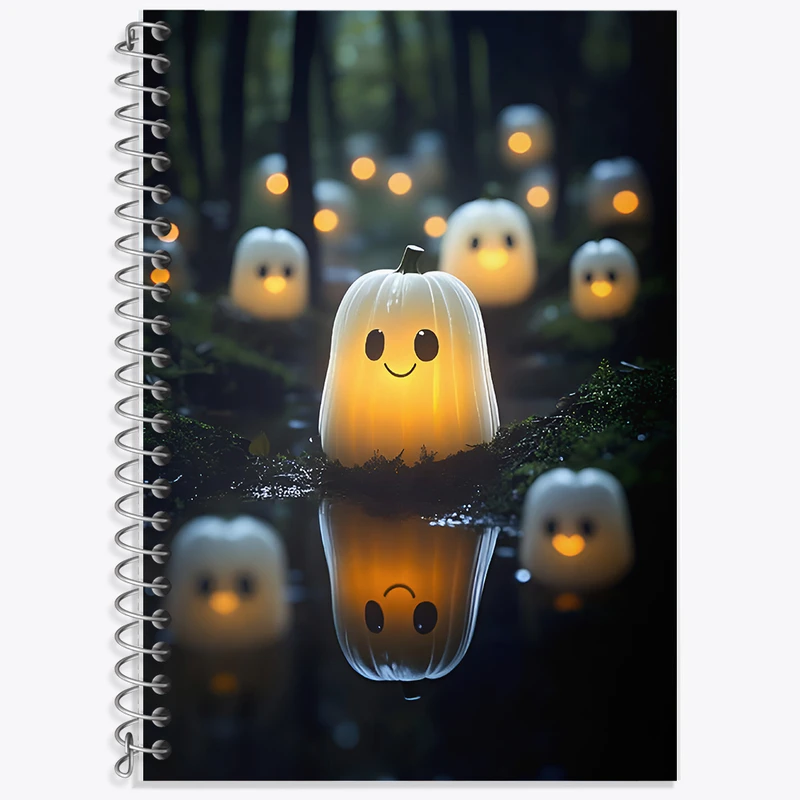 دفتر زبان 50 برگ خندالو مدل دو خط طرح کدوی کیوت کد F6591