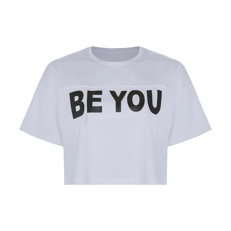 تی شرت آستین کوتاه زنانه طرح بی یو کد Mhr-17