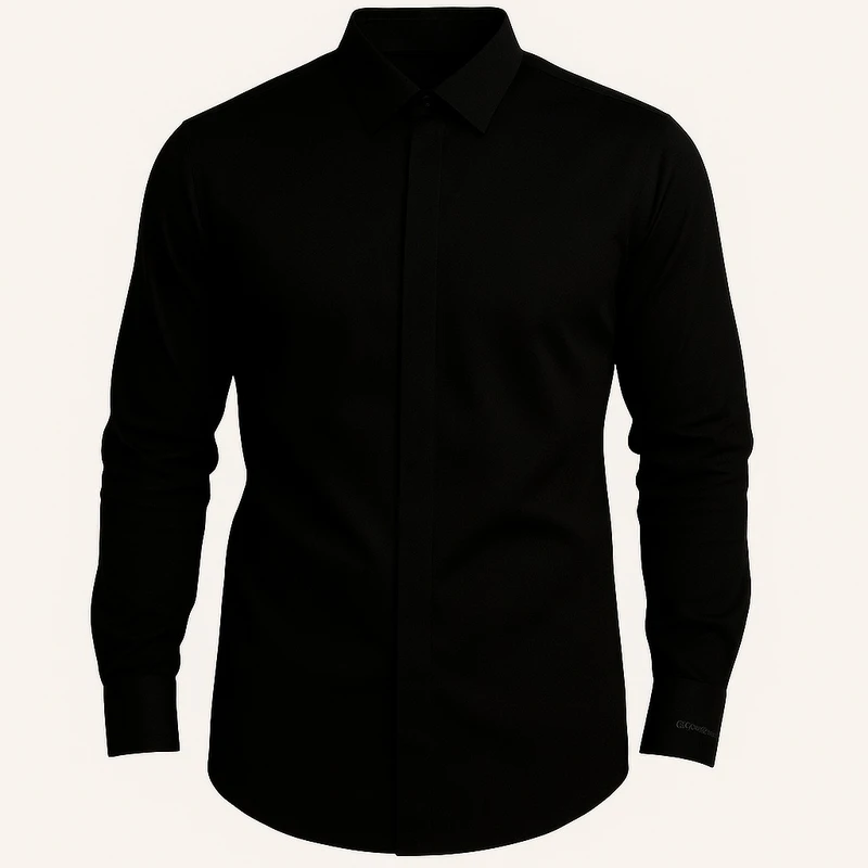 پیراهن آستین بلند یقه دکمه دار مردانه مدل اسلیم فیت