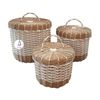 سبد حصیر بافی کلبه بلوط مدل نارگون بسته 3 عددی