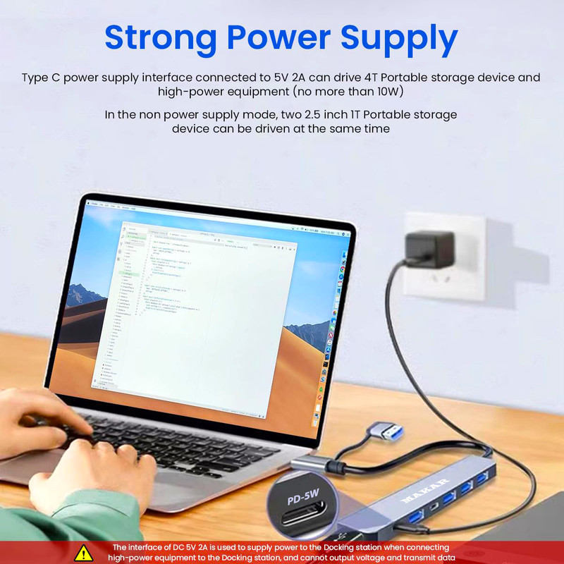 هاب 7 پورت USB 2.0 و USB 3.0 ماکار مدل 7in1 MK-HU243