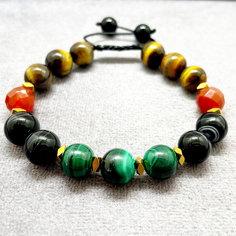 دستبند مردانه مدل مالاکیت و چشم ببر