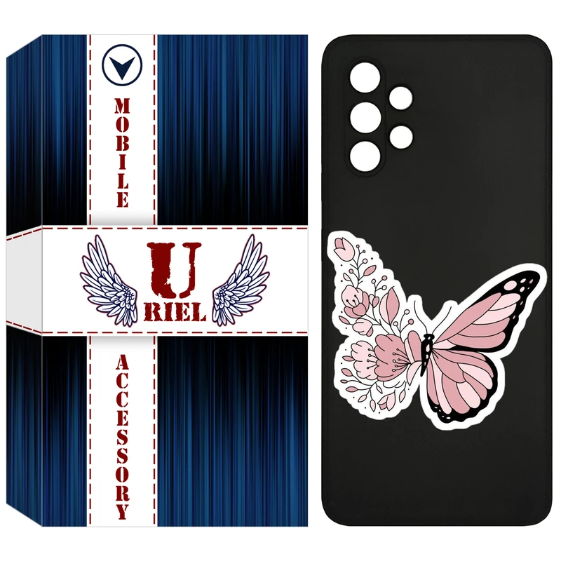کاور یوریل قاب مدل KSH کد 98 طرح پروانه مناسب برای گوشی موبایل سامسونگ Galaxy A32 4G