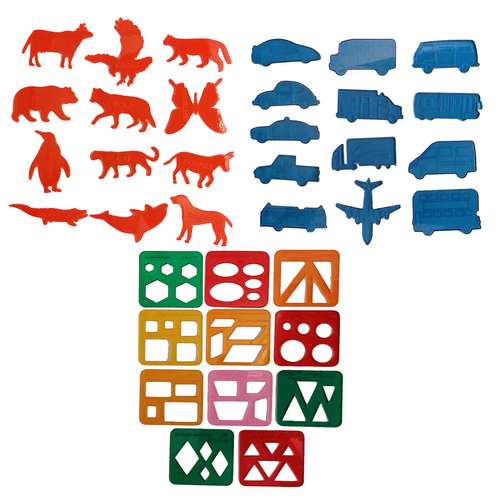 بازی آموزشی مدل وسایل نقلیه و حیوانات و اشکال هندسی مجموعه 36 عددی