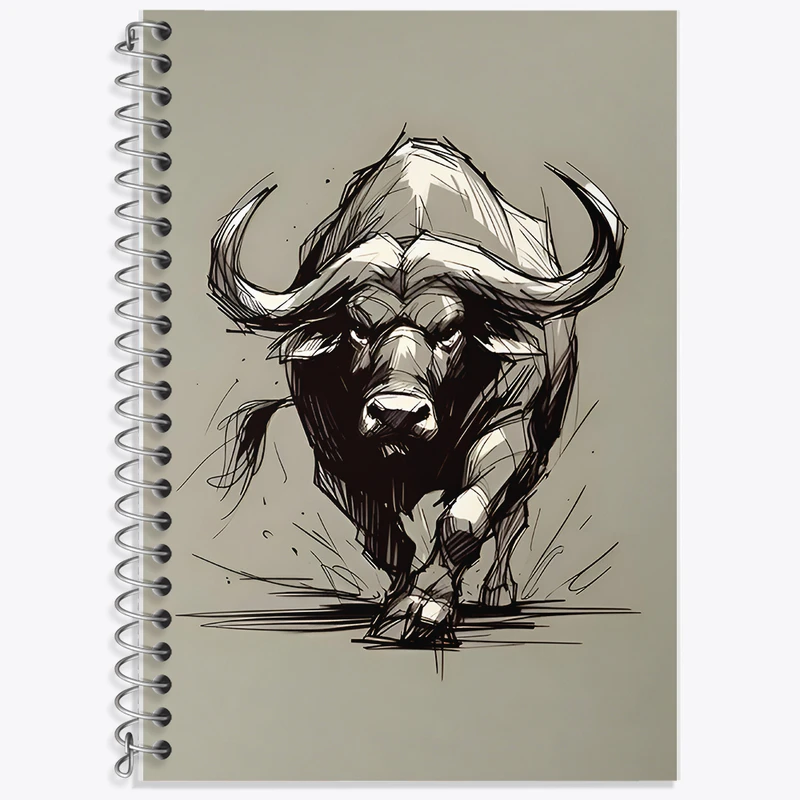 دفتر زبان 50 برگ خندالو مدل سه خط طرح گاومیش کد F7924