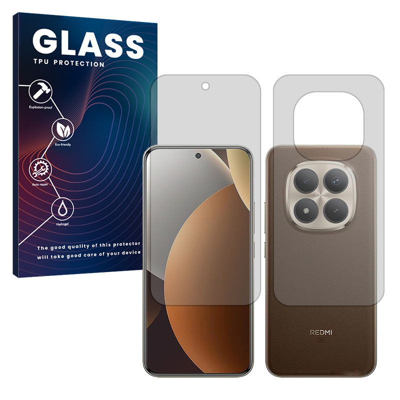 محافظ صفحه نمایش شفاف گلس مدل هیدروژلی مناسب برای گوشی موبایل شیائومی Redmi Note 15 Pro Plus به همراه محافظ پشت گوشی