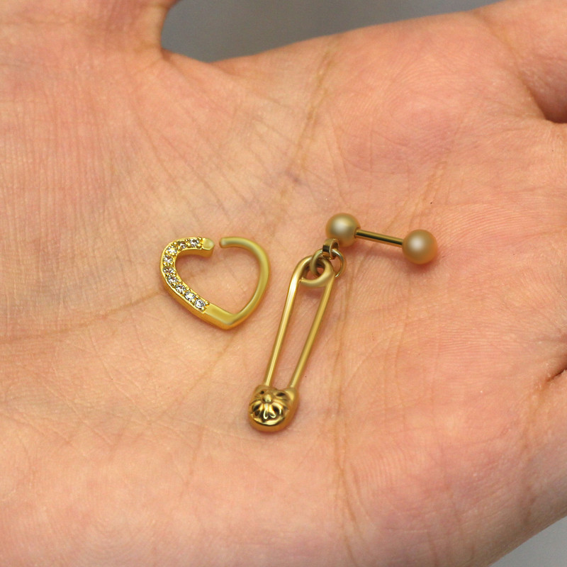 پیرسینگ گوش زنانه پایتخت مدل PS577_GO بسته 2 عددی