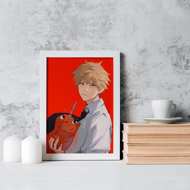 تابلو خندالو مدل دنجی و پوچیتا انیمه مرد اره ای کد 17885